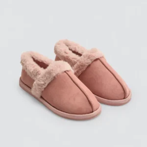 zapatillas de casa mujer detalles pelo rosa