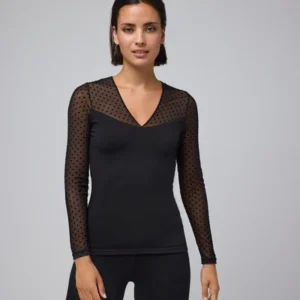 TÉRMICO Camiseta manga larga detalle tul negro