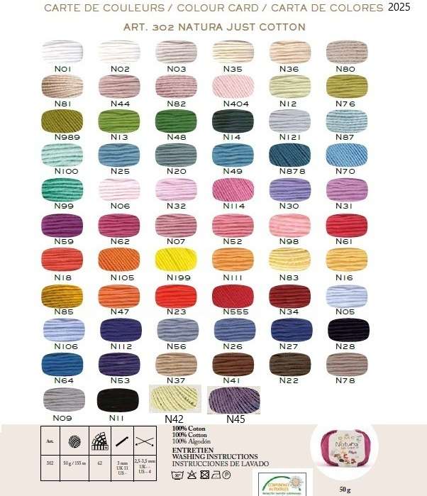 “Paleta de colores hilo DMC Natura Just Cotton”